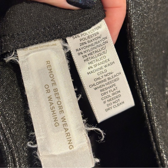 LOFT PETITES Silver Metallic Dress Stretch pull on Pants Skinny Legging MP - Picture 6 of 9